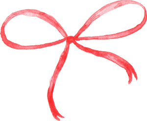 Red Watercolor Thin Bow Ribbon